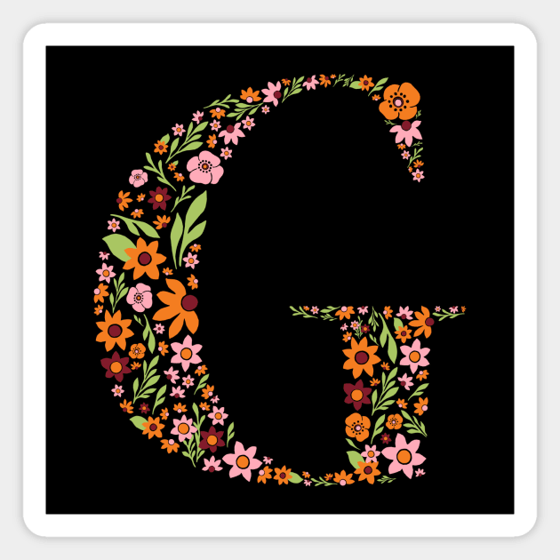 Retro Floral Letter G Magnet by zeljkica